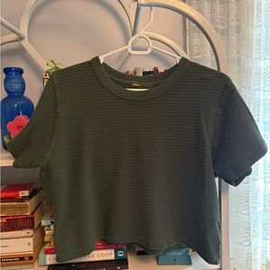 Big Bud Press Oversized Cropped Ribbed Tee - forest green